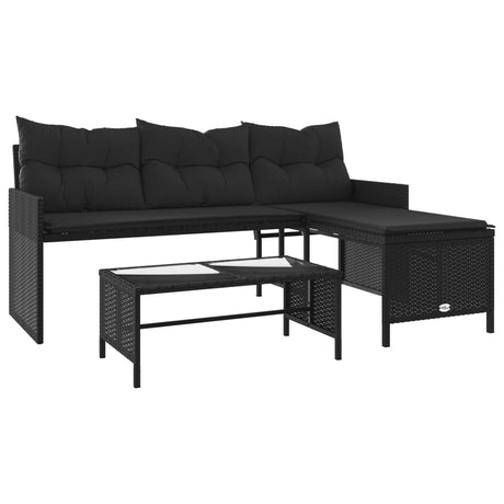 Garden Sofa With Table And Cushions L-Shaped Poly Rattan