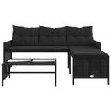 Garden Sofa With Table And Cushions L-Shaped Poly Rattan