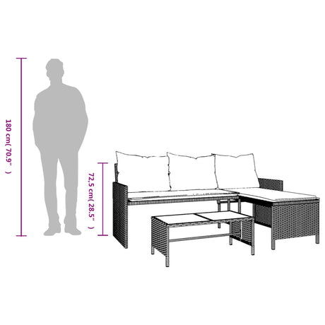 Garden Sofa With Table And Cushions L-Shaped Poly Rattan