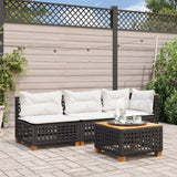 Garden Table 55X55X36 Cm Poly Rattan Acacia Wood