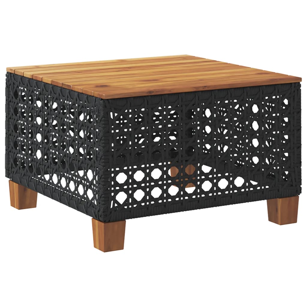Garden Table 55X55X36 Cm Poly Rattan Acacia Wood