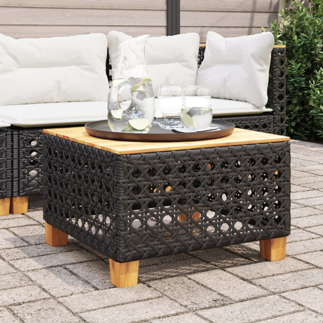 Garden Table 55X55X36 Cm Poly Rattan Acacia Wood