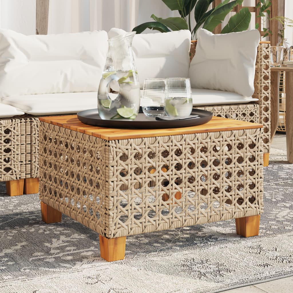 Garden Table 55X55X36 Cm Poly Rattan Acacia Wood