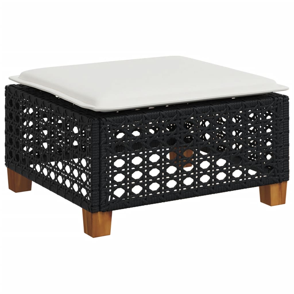 Garden Stool With Cushion 63.5X56X32 Cm Poly Rattan