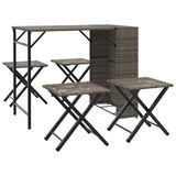 5 Piece Garden Dining Set Foldable Poly Rattan