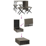 5 Piece Garden Dining Set Foldable Poly Rattan