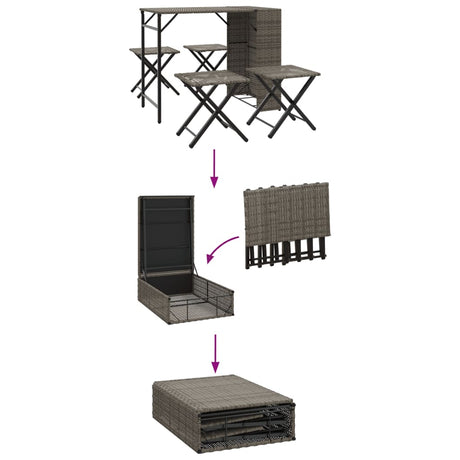 5 Piece Garden Dining Set Foldable Poly Rattan