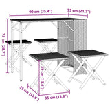 5 Piece Garden Dining Set Foldable Poly Rattan