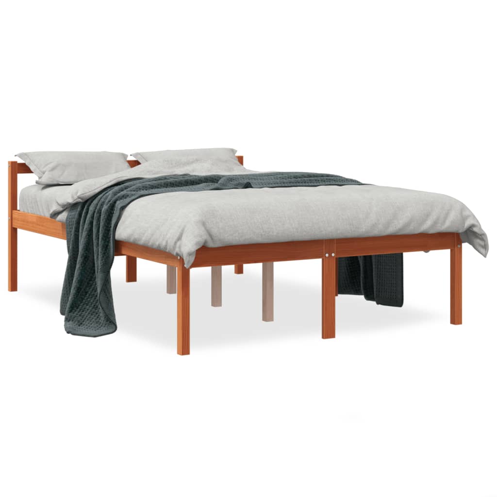 Senior Bed without Mattress Wax Brown 140x190 cm Solid Wood Pine