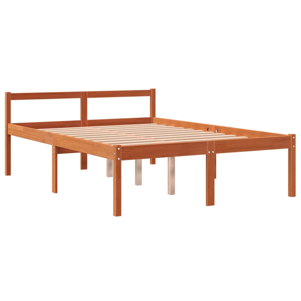 Senior Bed without Mattress Wax Brown 140x190 cm Solid Wood Pine