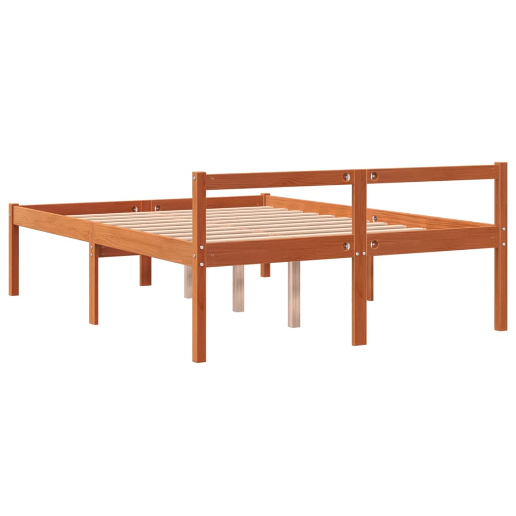 Senior Bed without Mattress Wax Brown 140x190 cm Solid Wood Pine