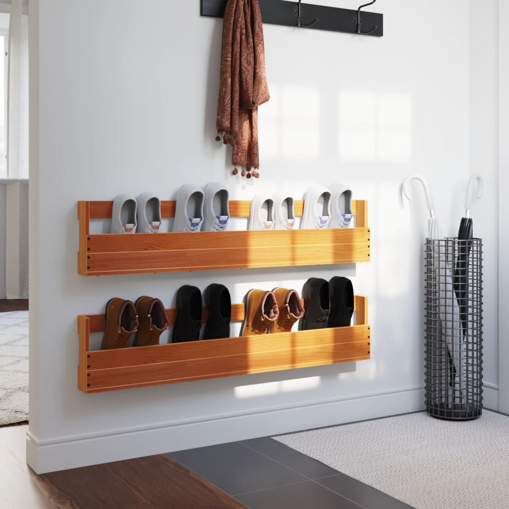 Wall-Mounted Shoe Racks 2 Pcs 110X8.5X23.5 Cm Solid Wood Pine
