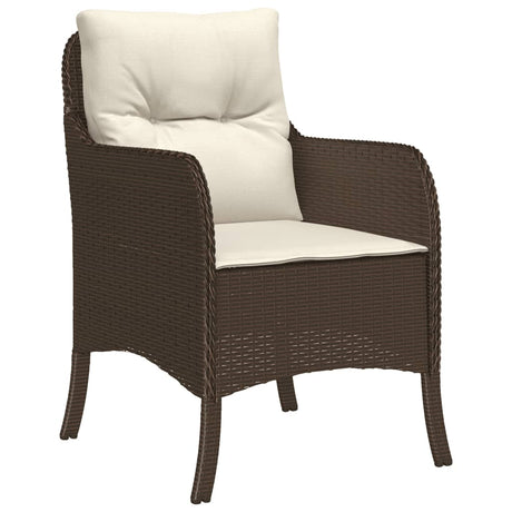 7 Piece Garden Dining Set With Cushions Brown Poly Rattan