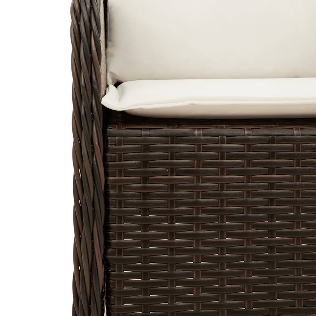 7 Piece Garden Dining Set With Cushions Brown Poly Rattan