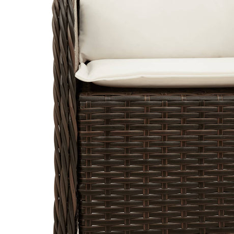 7 Piece Garden Dining Set With Cushions Brown Poly Rattan
