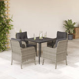 7 Piece Garden Dining Set With Cushions Light Grey Poly Rattan
