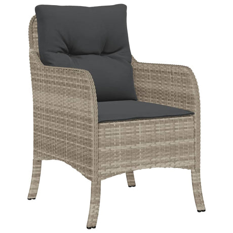 7 Piece Garden Dining Set With Cushions Light Grey Poly Rattan