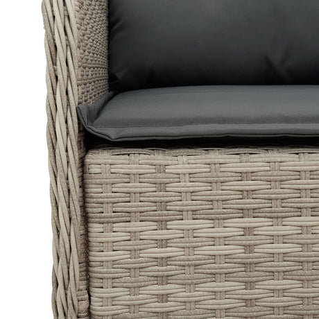 7 Piece Garden Dining Set With Cushions Light Grey Poly Rattan