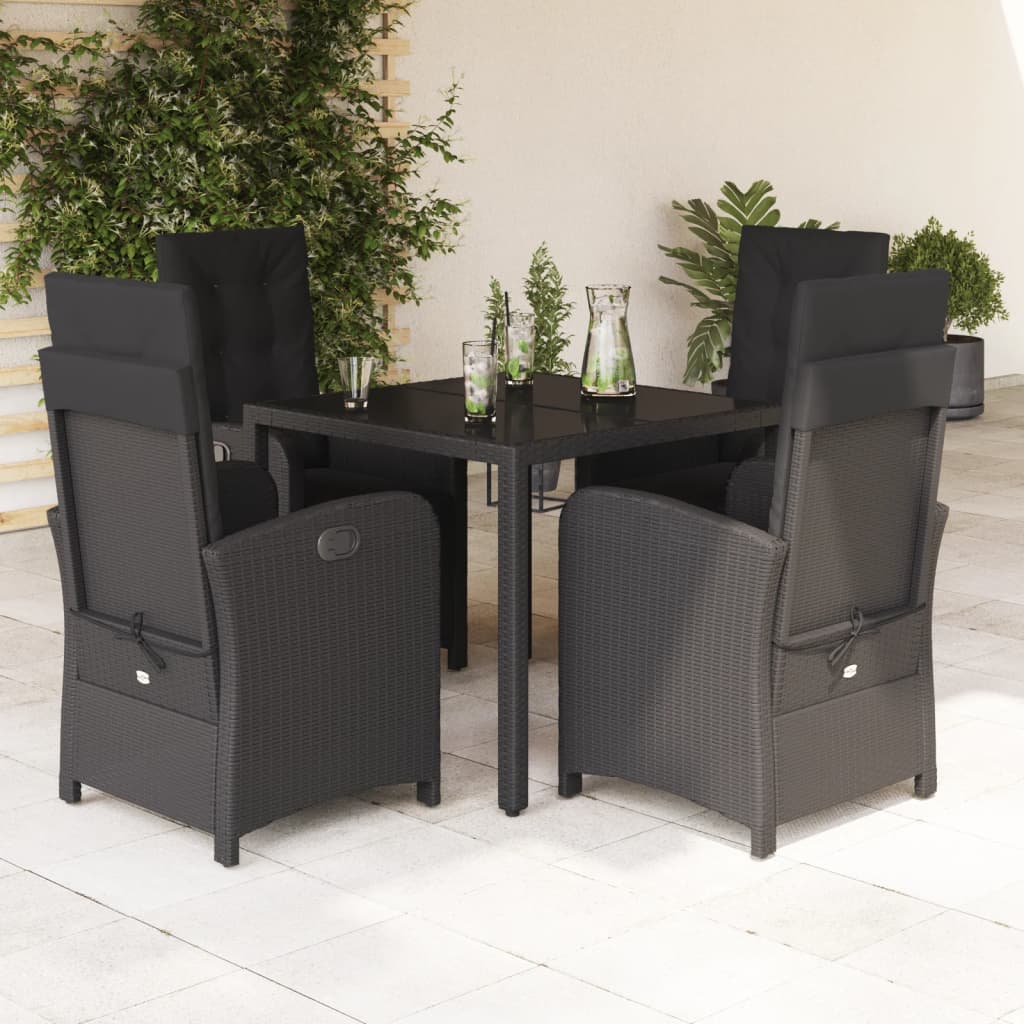 5 Piece Garden Dining Set With Cushions Poly Rattan