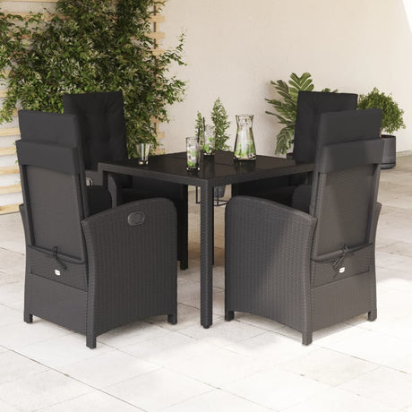 5 Piece Garden Dining Set With Cushions Poly Rattan