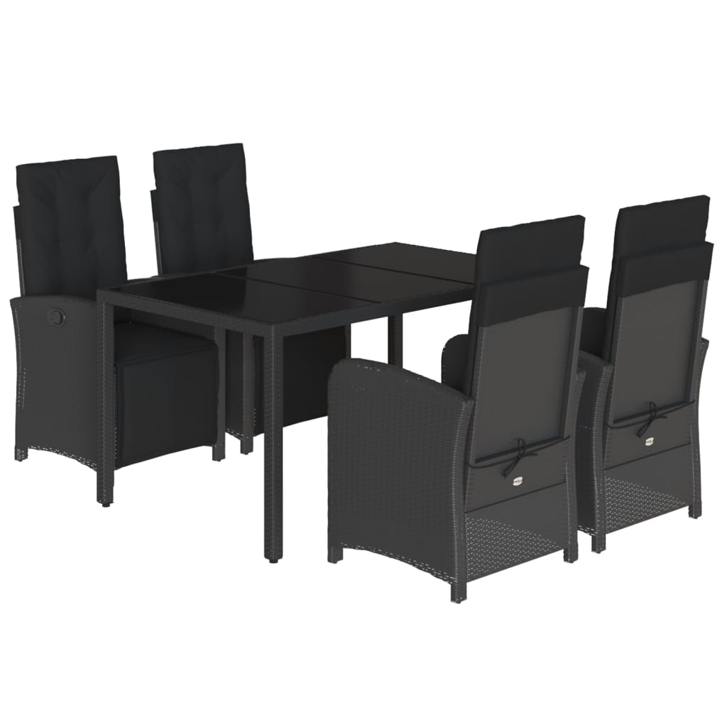 5 Piece Garden Dining Set With Cushions Poly Rattan