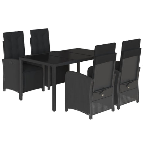 5 Piece Garden Dining Set With Cushions Poly Rattan