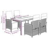 5 Piece Garden Dining Set With Cushions Poly Rattan