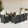9 Piece Garden Dining Set With Cushions Poly Rattan