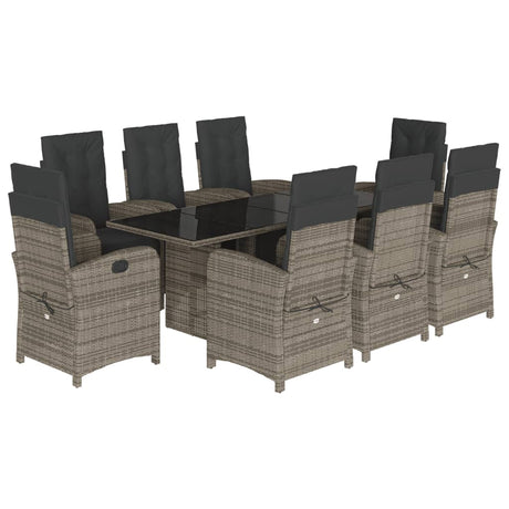 9 Piece Garden Dining Set With Cushions Poly Rattan