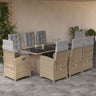 9 Piece Garden Dining Set With Cushions Poly Rattan