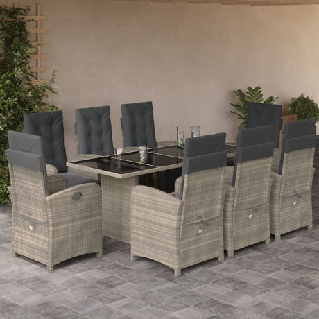 9 Piece Garden Dining Set With Cushions Poly Rattan