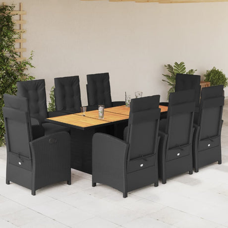 9 Piece Garden Dining Set With Cushions Poly Rattan