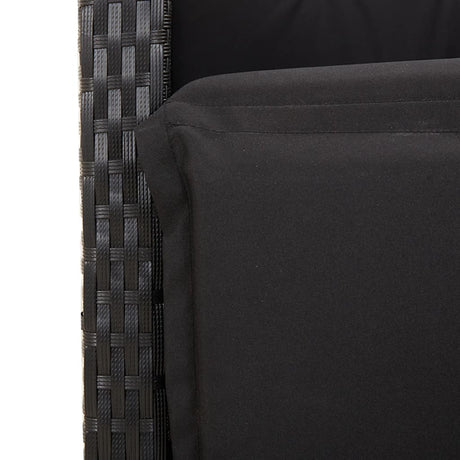 3 Piece Bistro Set With Cushions Black Poly Rattan