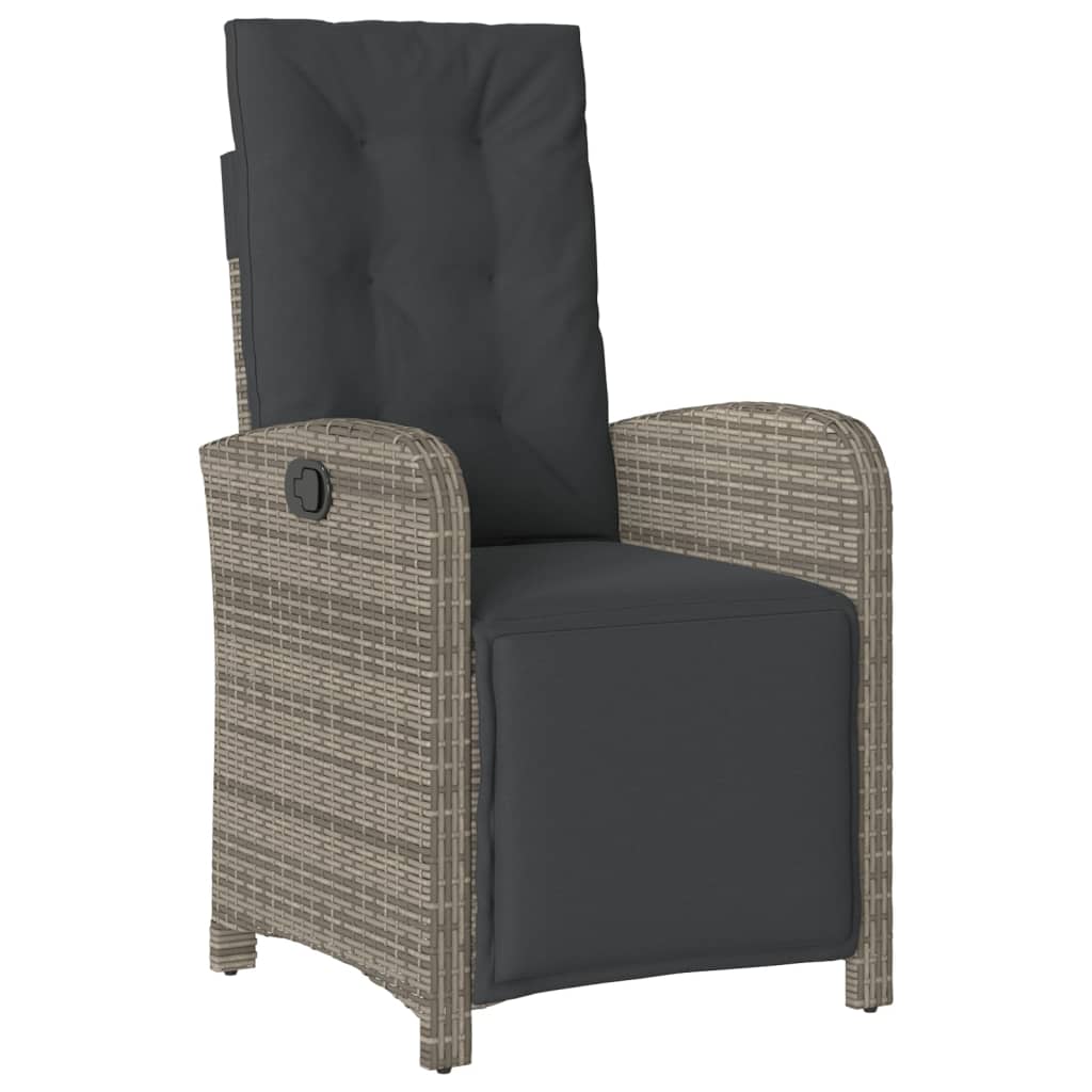3 Piece Bistro Set With Cushions Grey Poly Rattan