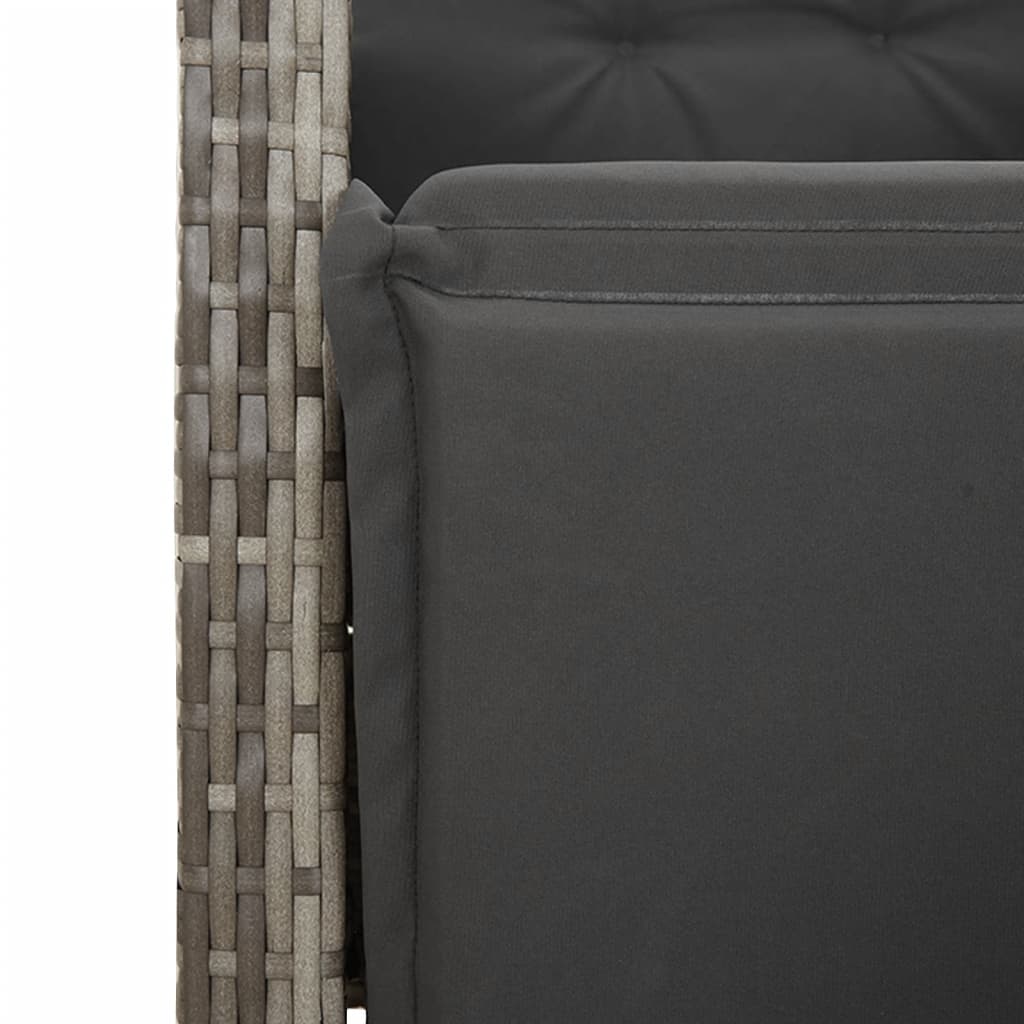 3 Piece Bistro Set With Cushions Grey Poly Rattan