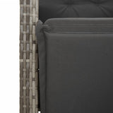 3 Piece Bistro Set With Cushions Grey Poly Rattan