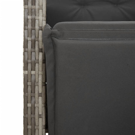3 Piece Bistro Set With Cushions Grey Poly Rattan