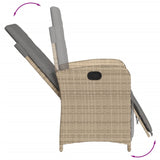 3 Piece Bistro Set With Cushions Beige Poly Rattan