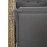 3 Piece Bistro Set With Cushions Beige Poly Rattan