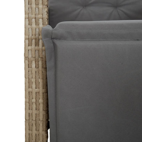 3 Piece Bistro Set With Cushions Beige Poly Rattan