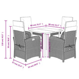 5 Piece Garden Dining Set with Cushions Light Grey Poly Rattan