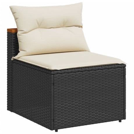 5 Piece Garden Sofa Set With Cushions Poly Rattan Acacia