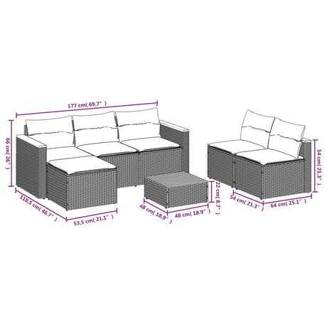 5 Piece Garden Sofa Set With Cushions Poly Rattan Acacia