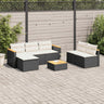 5 Piece Garden Sofa Set With Cushions Poly Rattan Acacia