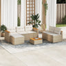 5 Piece Garden Sofa Set With Cushions Poly Rattan Acacia
