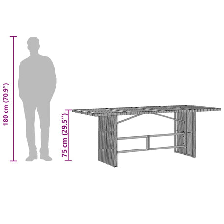 Garden Table With Top 190X80X75 Cm Poly Rattan