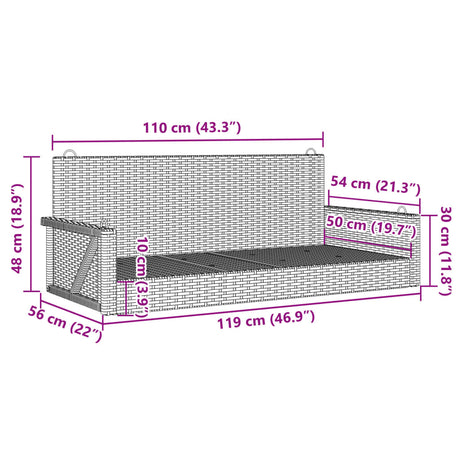 Swing Bench 119X56X48 Cm Poly Rattan