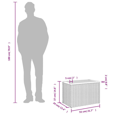 Garden Side Tables 2Pcs 55X34X37Cm Poly Rattan Solid Wood