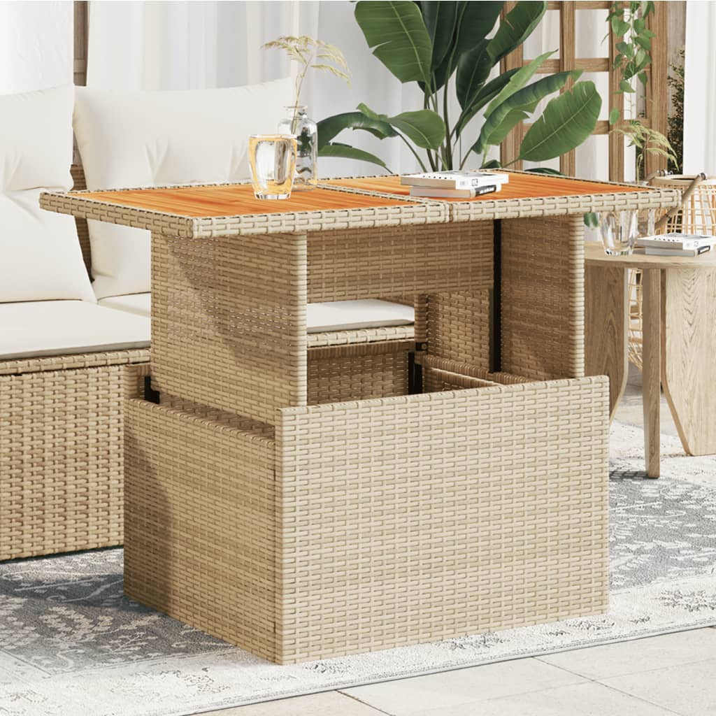 Garden Table 100X55X73 Cm Poly Rattan And Acacia