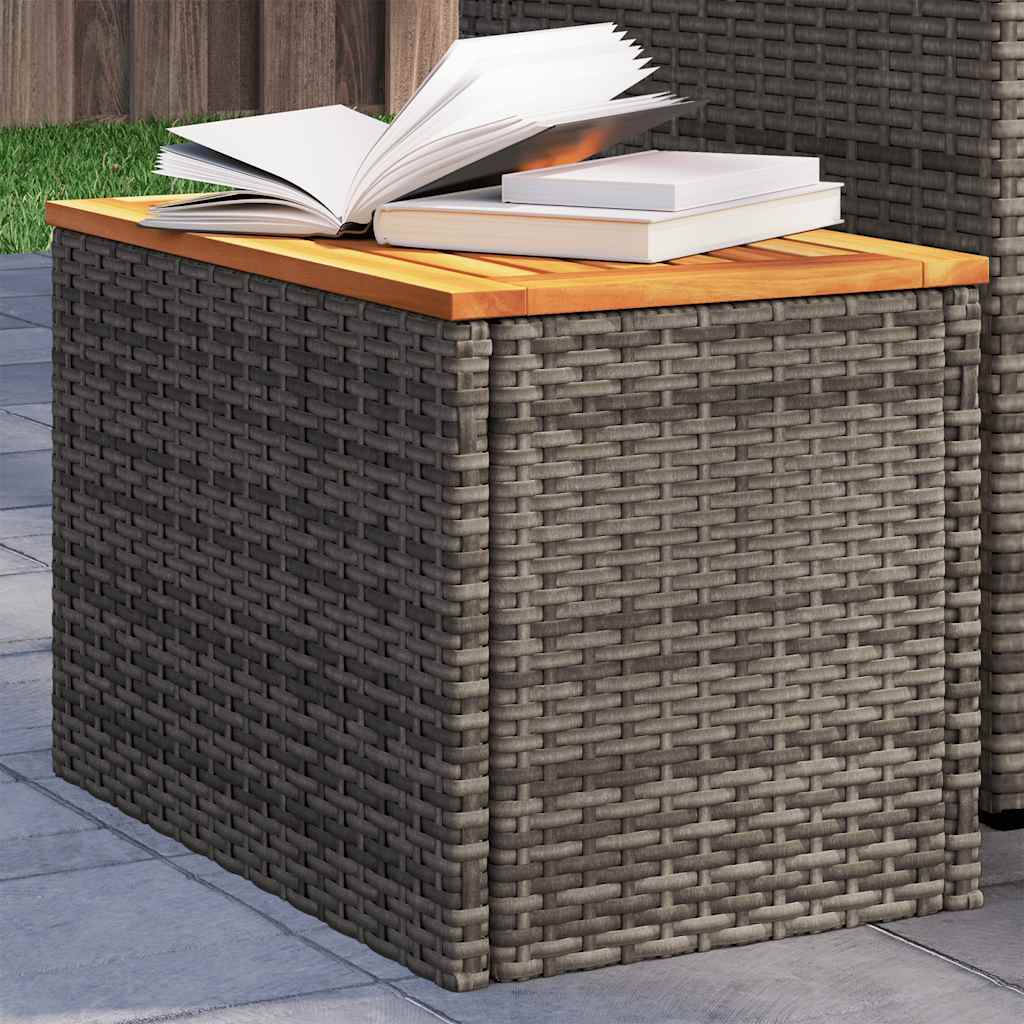 Garden Side Tables 2Pcs 55X34X37Cm Poly Rattan Solid Wood
